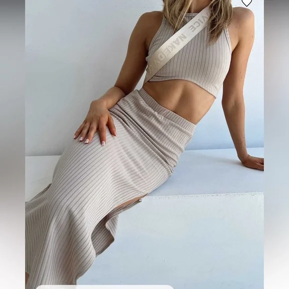 Princess Polly Ellie Skirt Set in Beige- Size 2- NWT - Picture 3 of 7